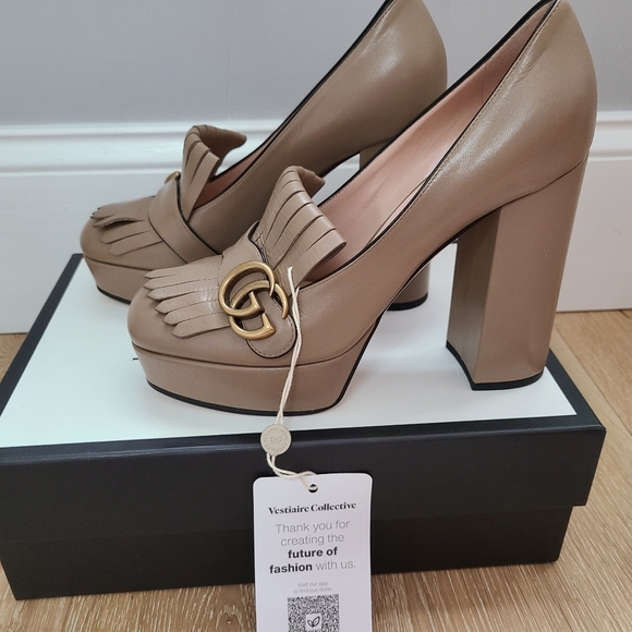Gucci Marmont GG Platform Fringe Pump - Picture 2 of 16
